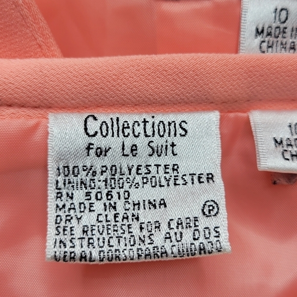 Le Suit Skirt Suit Size 10 Orange Pleated Hem Slit Bracelet Cuffs - Picture 6 of 7